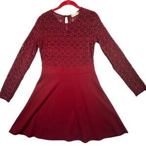 Altar'd State Burgundy Lace Long Sleeve Fit & Flare Dress‎ - Women's Medium NWT